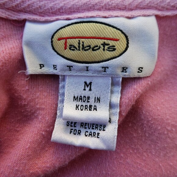 Vintage 90s Pink Velour Track Suit Talbots Petites M Zip Jacket L Pull On Pants - Picture 7 of 16